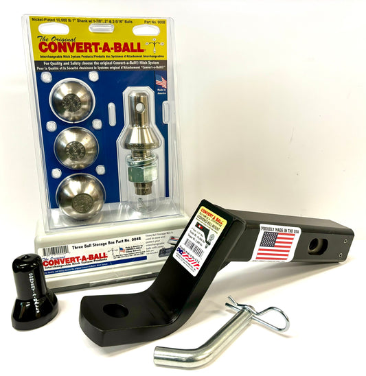 Towing Kit with 4" Drop Ball Mount, 3 Interchangeable Balls, Storage Box and Hitch Pin