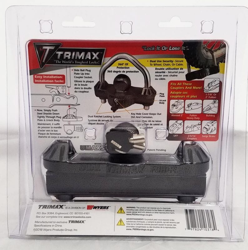 Medium Duty Trailer Coupler Lock - Trimax UMAX 50